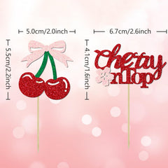 Aukolass cherry topper with bow elevates desserts for party photos.