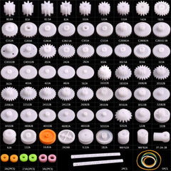 AUKUYEE plastic gear set 75pcs package, ideal for education and rapid prototyping.
