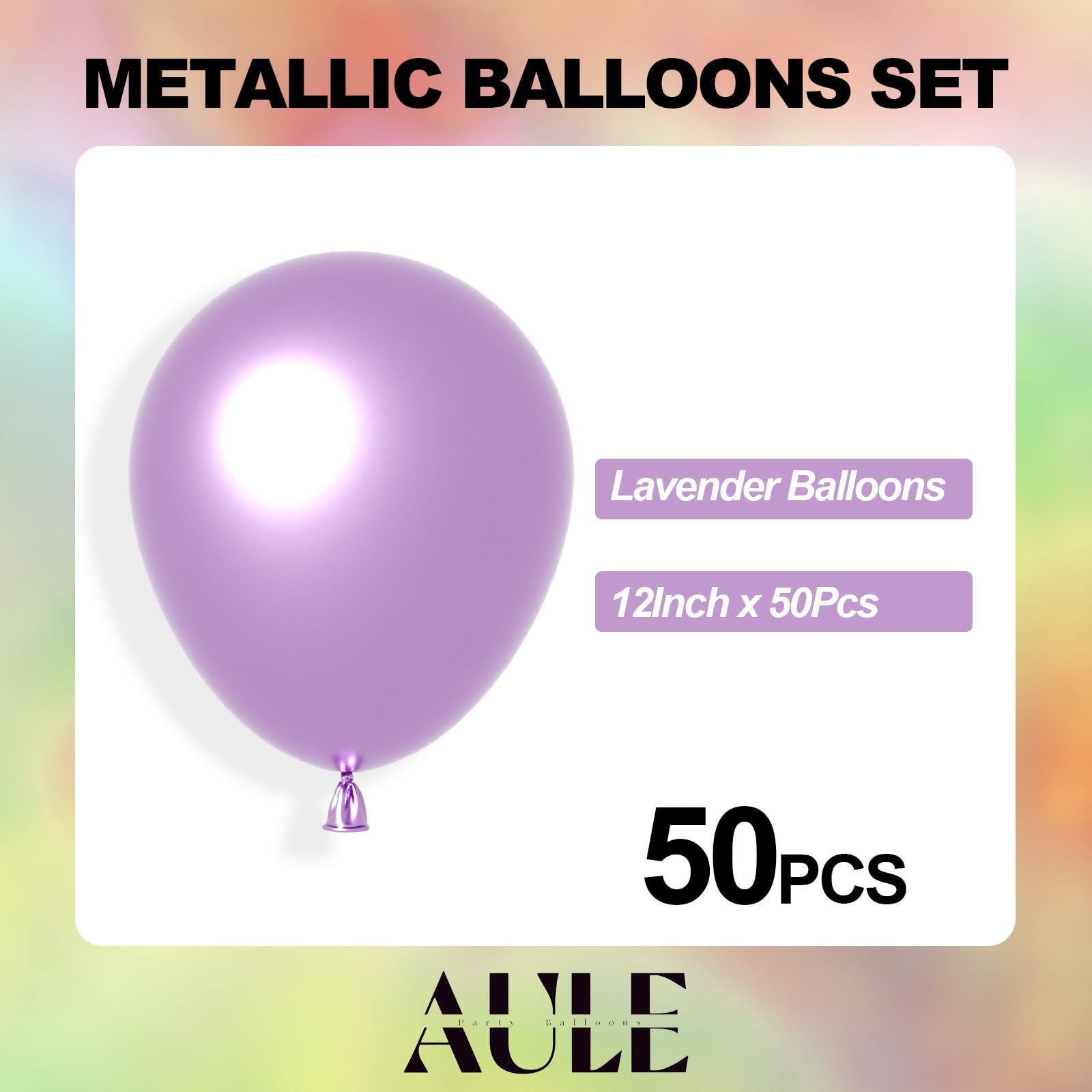 AULE 12-inch metallic lavender balloons durable latex for displays
