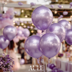 AULE lilac metallic balloons create vibrant wedding backdrops
