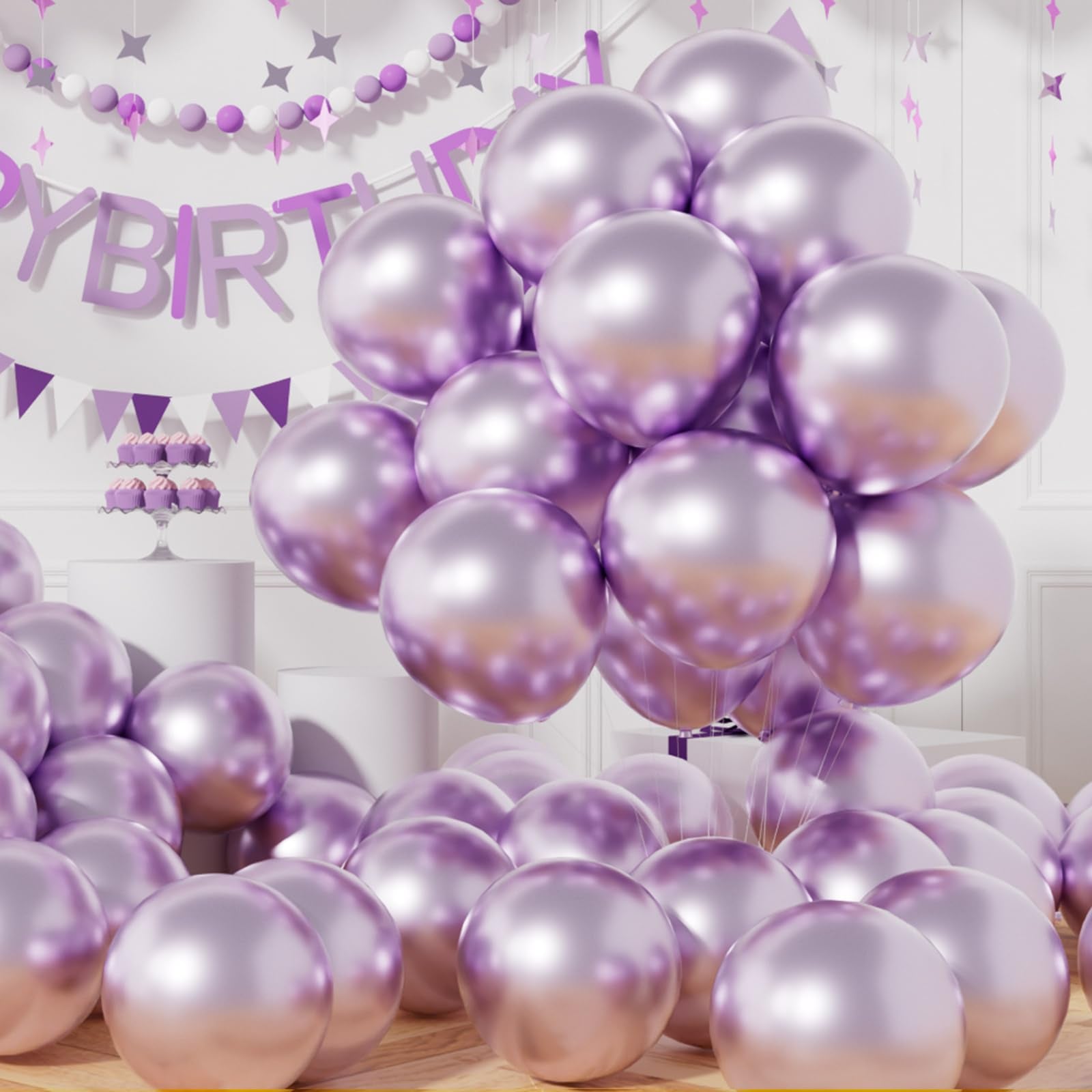 AULE metallic light purple balloons for 12-inch birthday decor