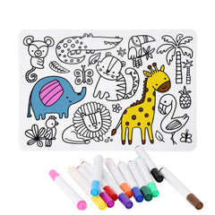 AULEGE wild coloring placemat with vibrant animal designs for mess-free coloring