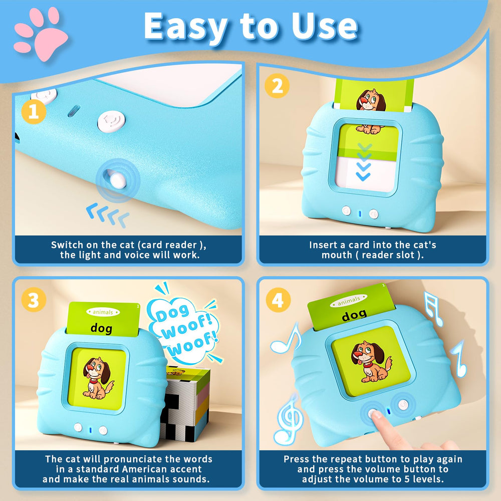 Aullsaty talking flash cards teaching animals and vehicles sounds