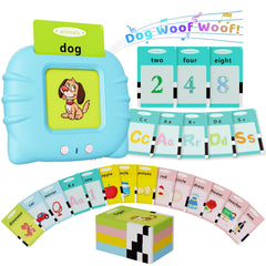 Aullsaty cat reader with flash cards engaging toddlers through playful sounds