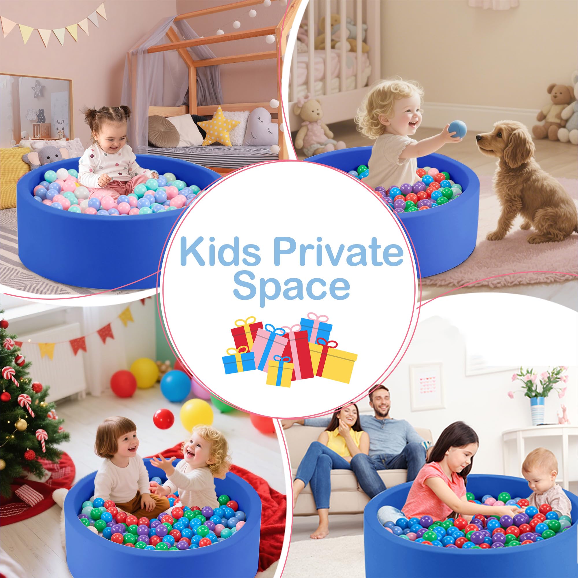 Aunekiv ball pit suitable for babies 12 months and up during playtime.