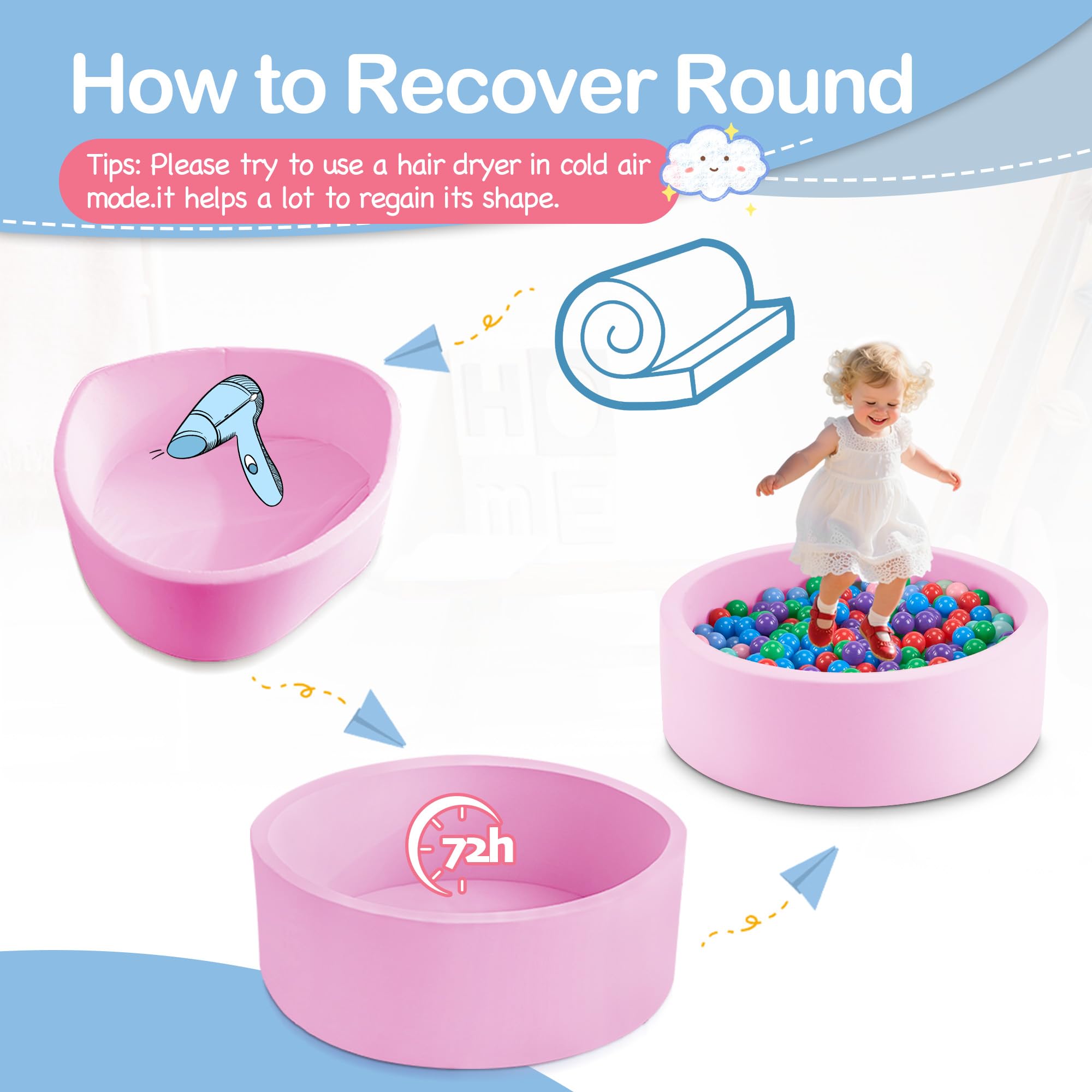 Aunekiv ball pit suitable for toddlers 12 months and up, safe indoor play.