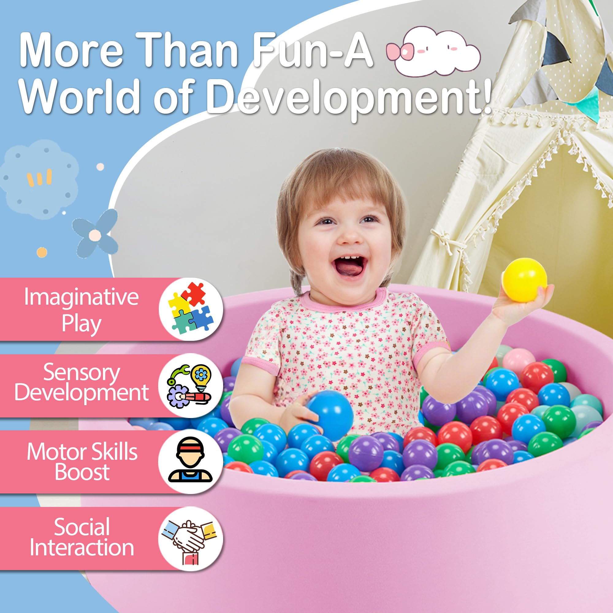 Aunekiv CPC-certified ball pit provides a safe gift for birthdays.