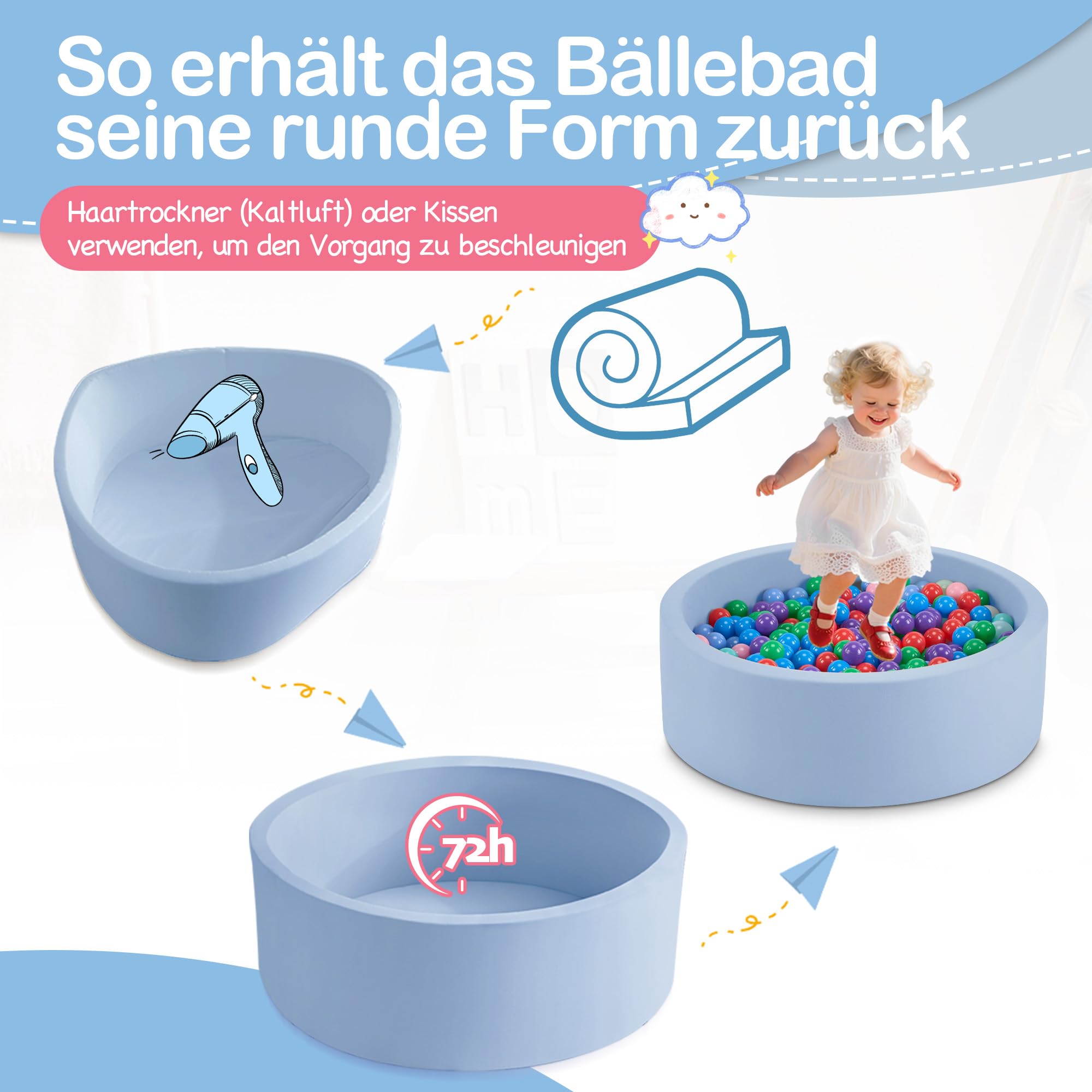 Aunekiv ball pit dimensions visual guide displayed