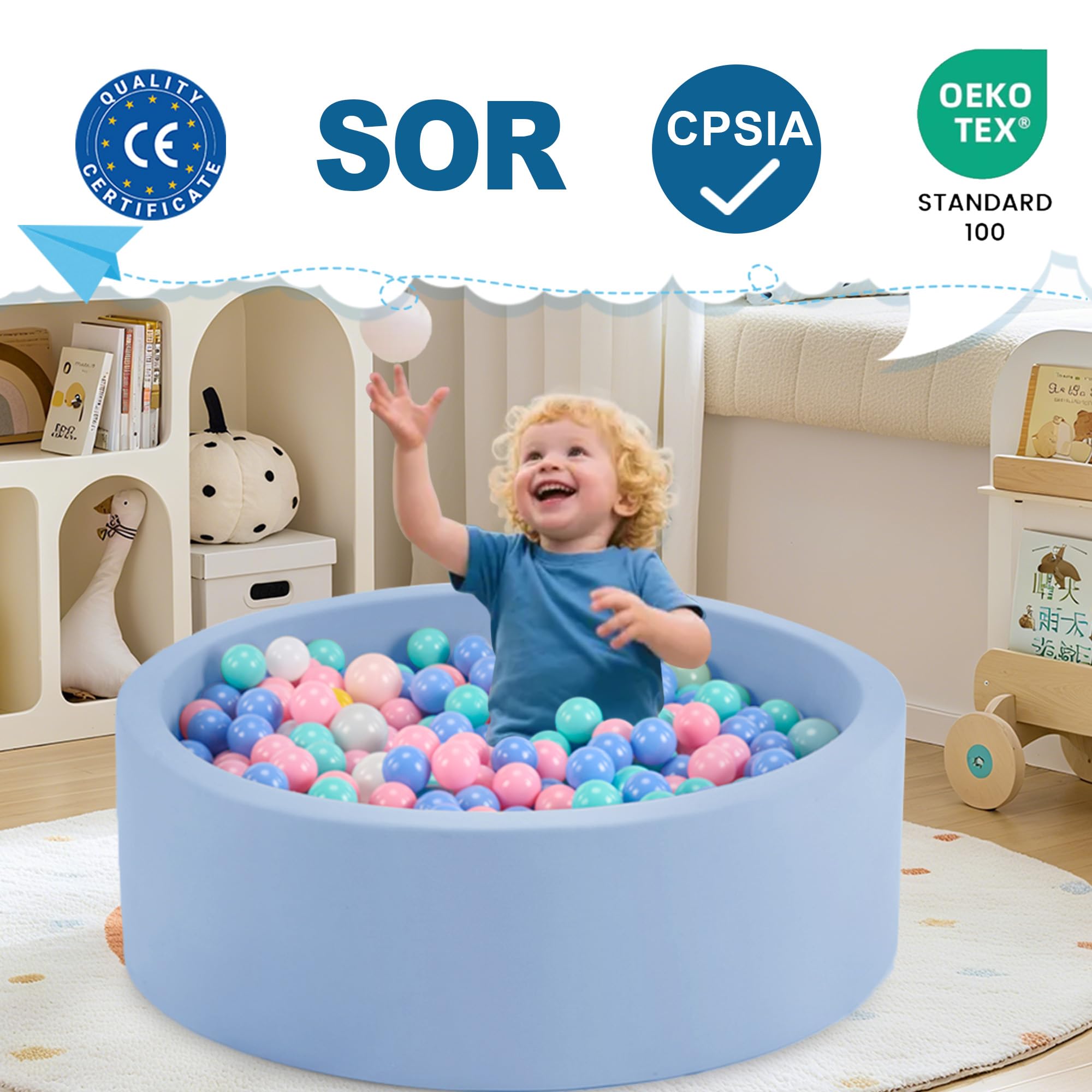 Aunekiv ball pit with removable cover, easy washable fabric