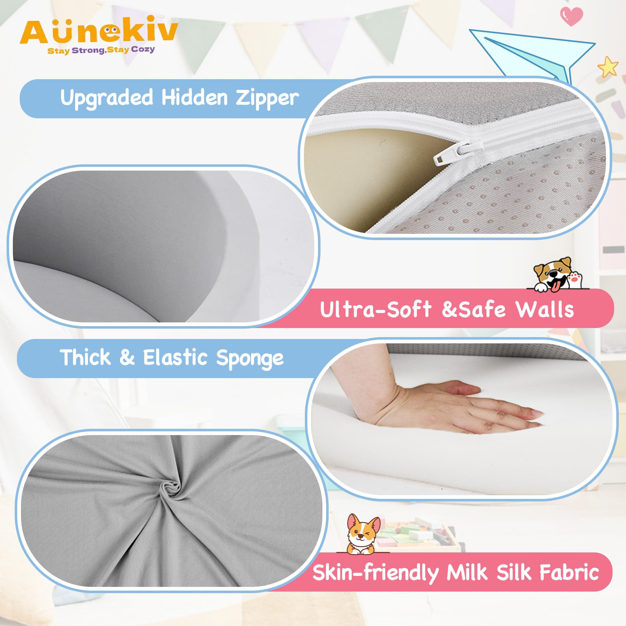 Aunekiv removable machine-washable cover makes cleanup quick.