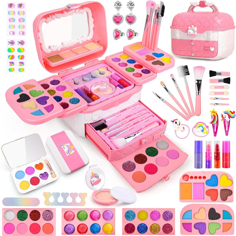 Auney unicorn makeup kit case with mirror for portable play