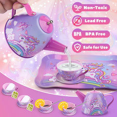 Auney Unicorn Tea Set carrying case for portable pretend parties