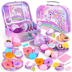 Auney Unicorn Tea Set teapot pouring during a realistic pretend tea party