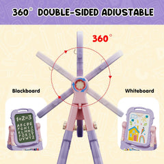 Adjustable height on AuntyFey Easel to grow with kids.