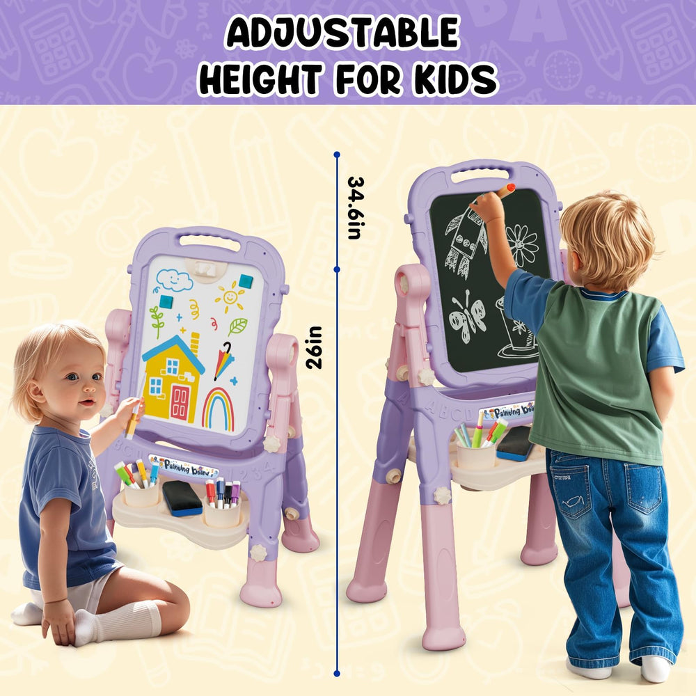 AuntyFey Easel with magnetic letters and numbers for literacy play.