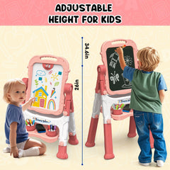 AuntyFey easel showing magnetic whiteboard surface for letters and numbers.