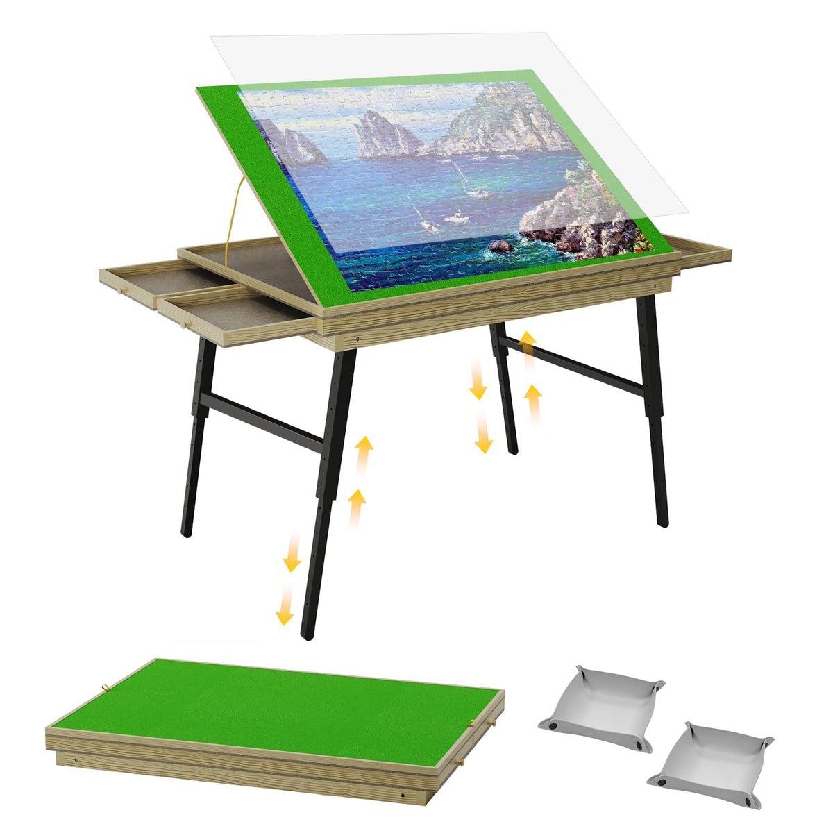 Auoleru puzzle board with folding legs, easy to store after use.