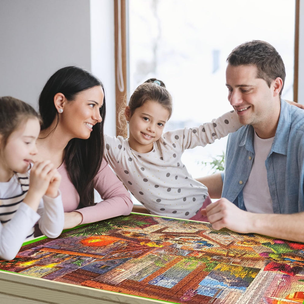Auoleru large puzzle table with height-adjustable legs for comfortable seating.