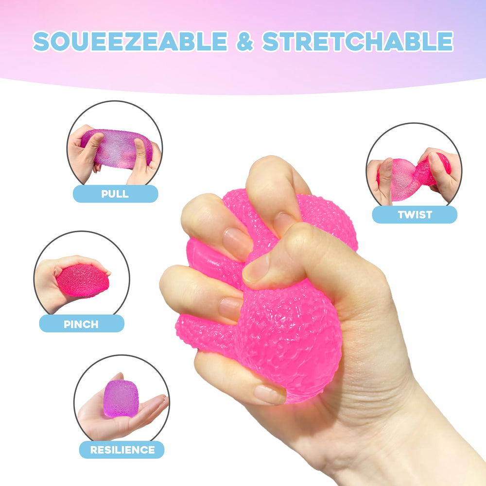 AuraGlaze squishy fidget close-up pink, soft silicone texture for sensory play.