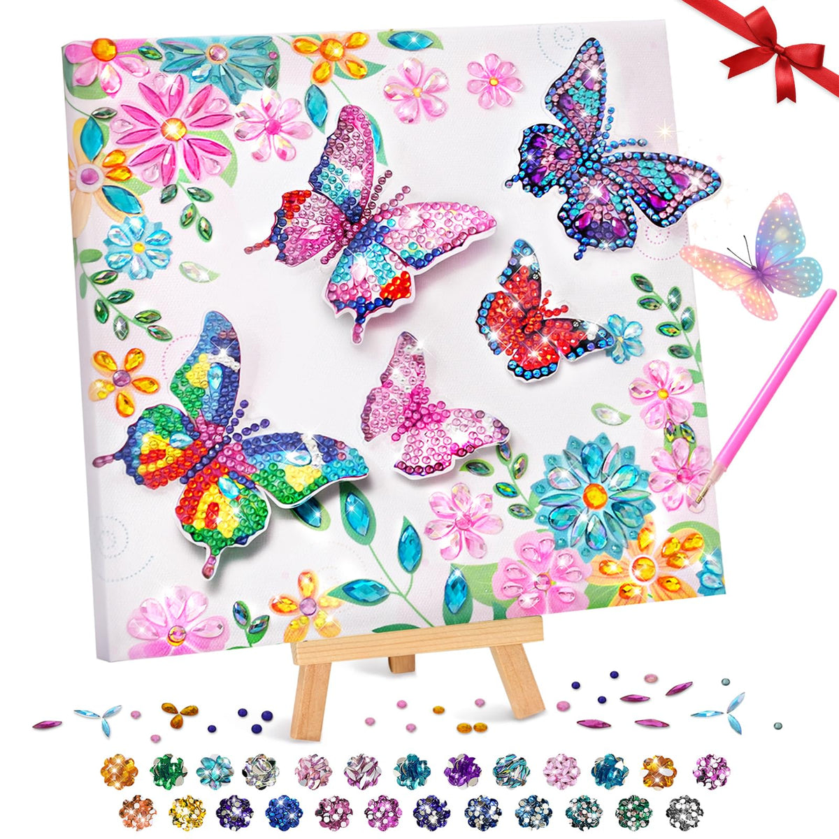 AuraKoi butterfly 3D diamond art kit creates a lifelike fluttering effect for kids crafts.