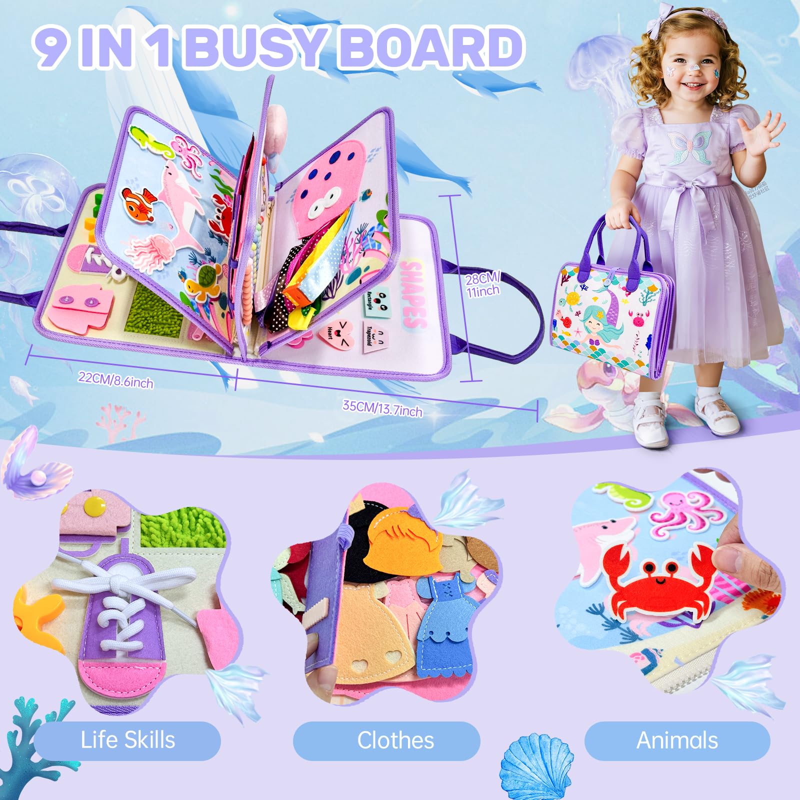 Aurasys Mermaid Busy Board numbers page for counting practice