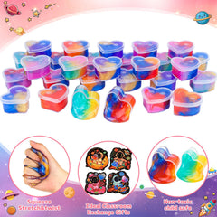 Aurdox 28-pack slime set with attachable cards for easy gifting.