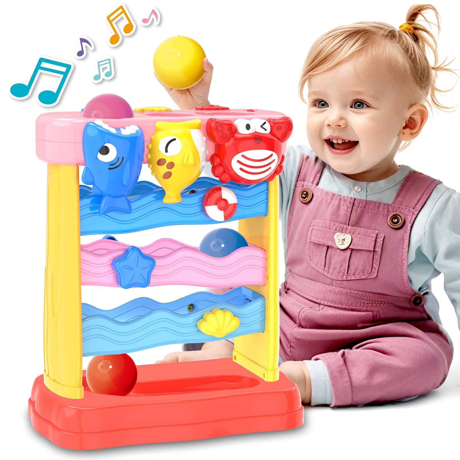 AuroTops Pound A Ball blue shark design engages toddlers with lights and sounds for sensory play