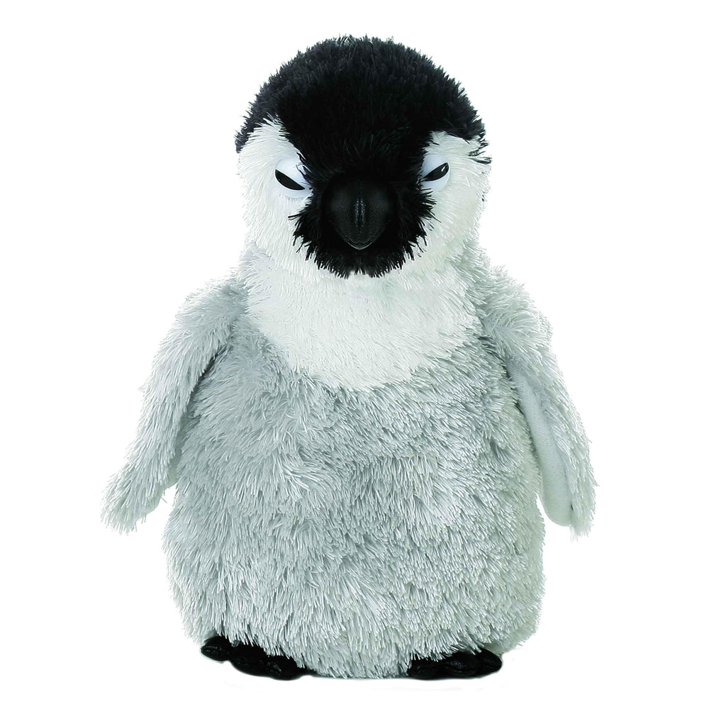 Aurora Baby Emperor penguin plush in gray offers cozy snuggles and soft texture for kids.