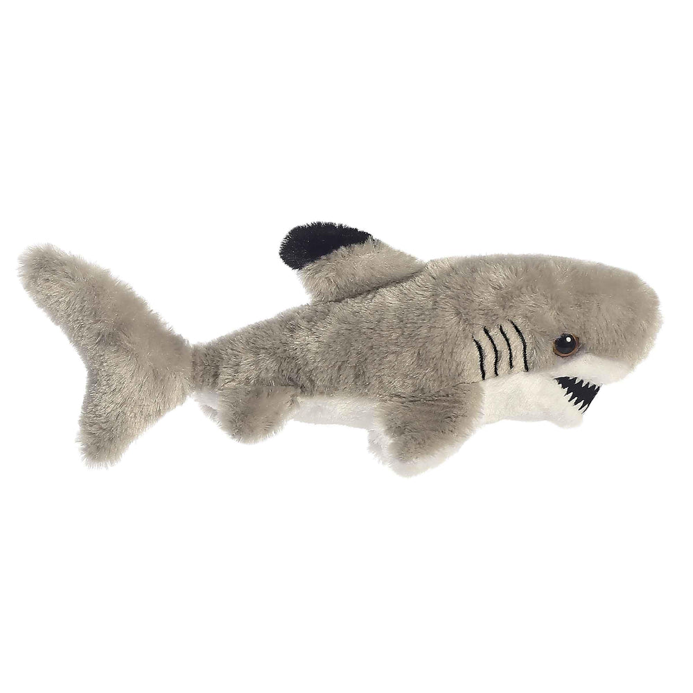 Aurora Adorable Mini Flopsie Black Tipped Shark belly-rest plush for cozy cuddling and imaginative play.