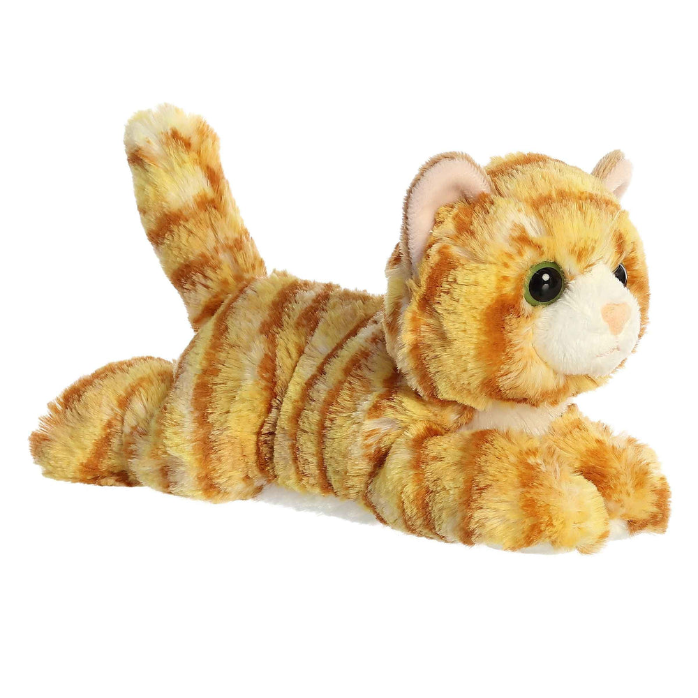 Aurora Ginger Cat plush with orange stripes and green eyes for cuddles and imaginative play.