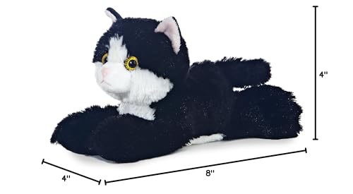 Aurora Adorable Mini Flopsie Maynard plush resting on belly for easy play.