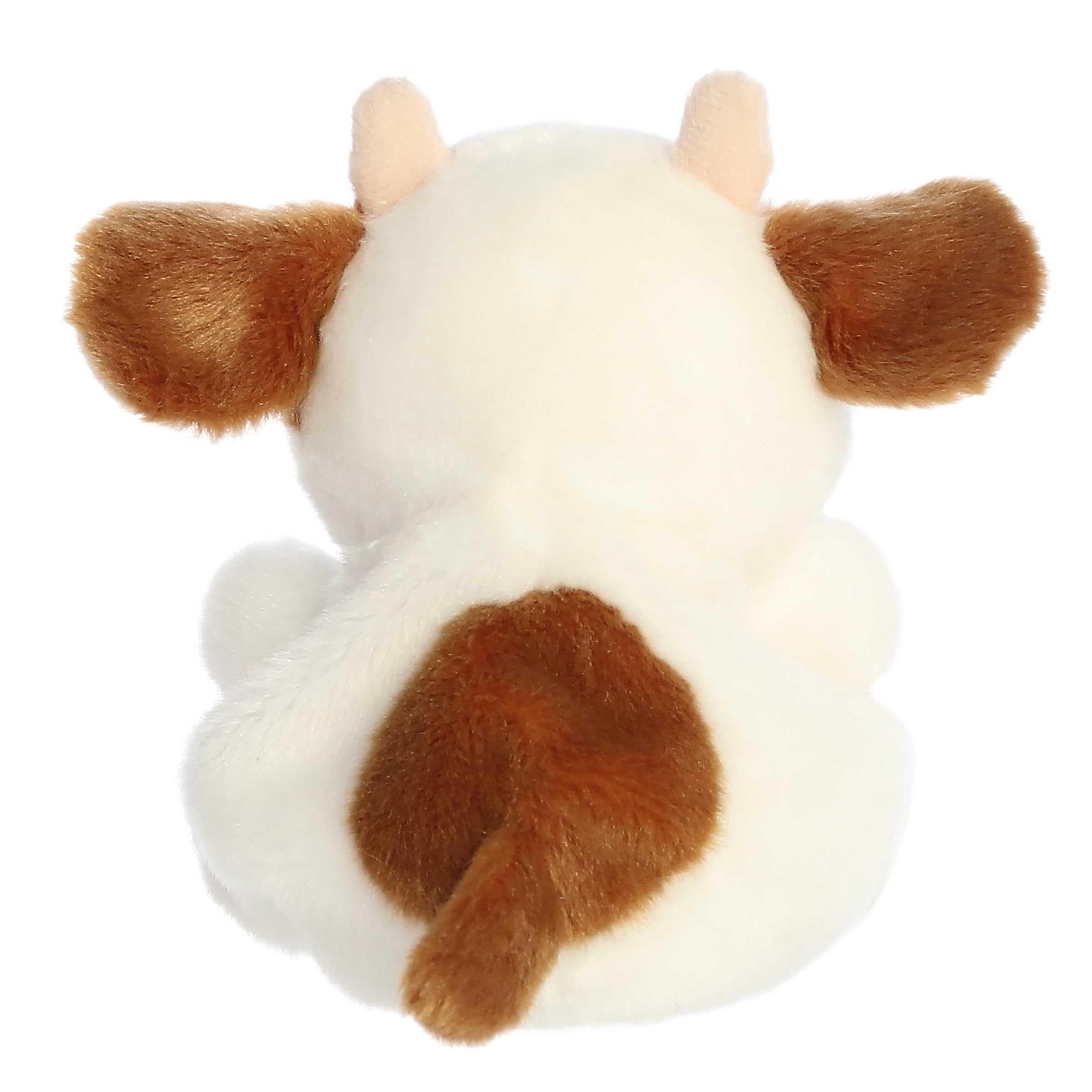 Aurora Caroline Brown Cow Palm Pal close-up fleece texture for cozy appeal.