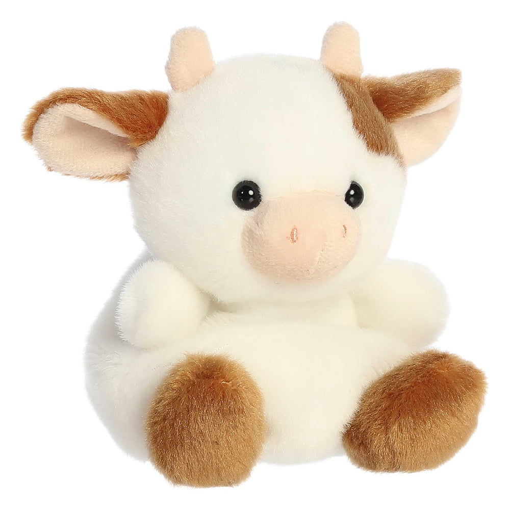 Aurora Caroline Brown Cow Palm Pal side profile shows plush and compact size.