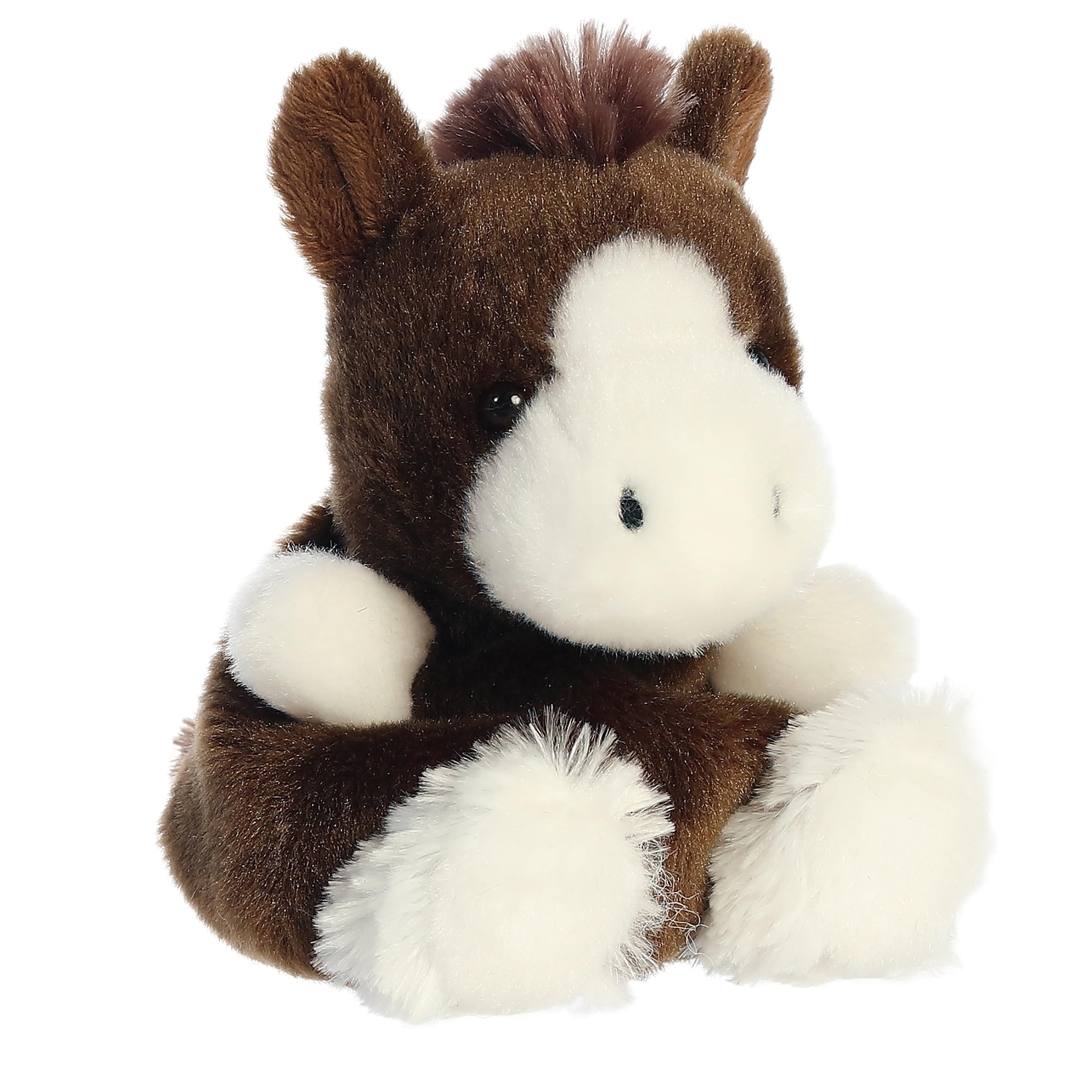 Aurora Adorable Palm Pals Darius Clydesdale front view, brown plush ideal for display.