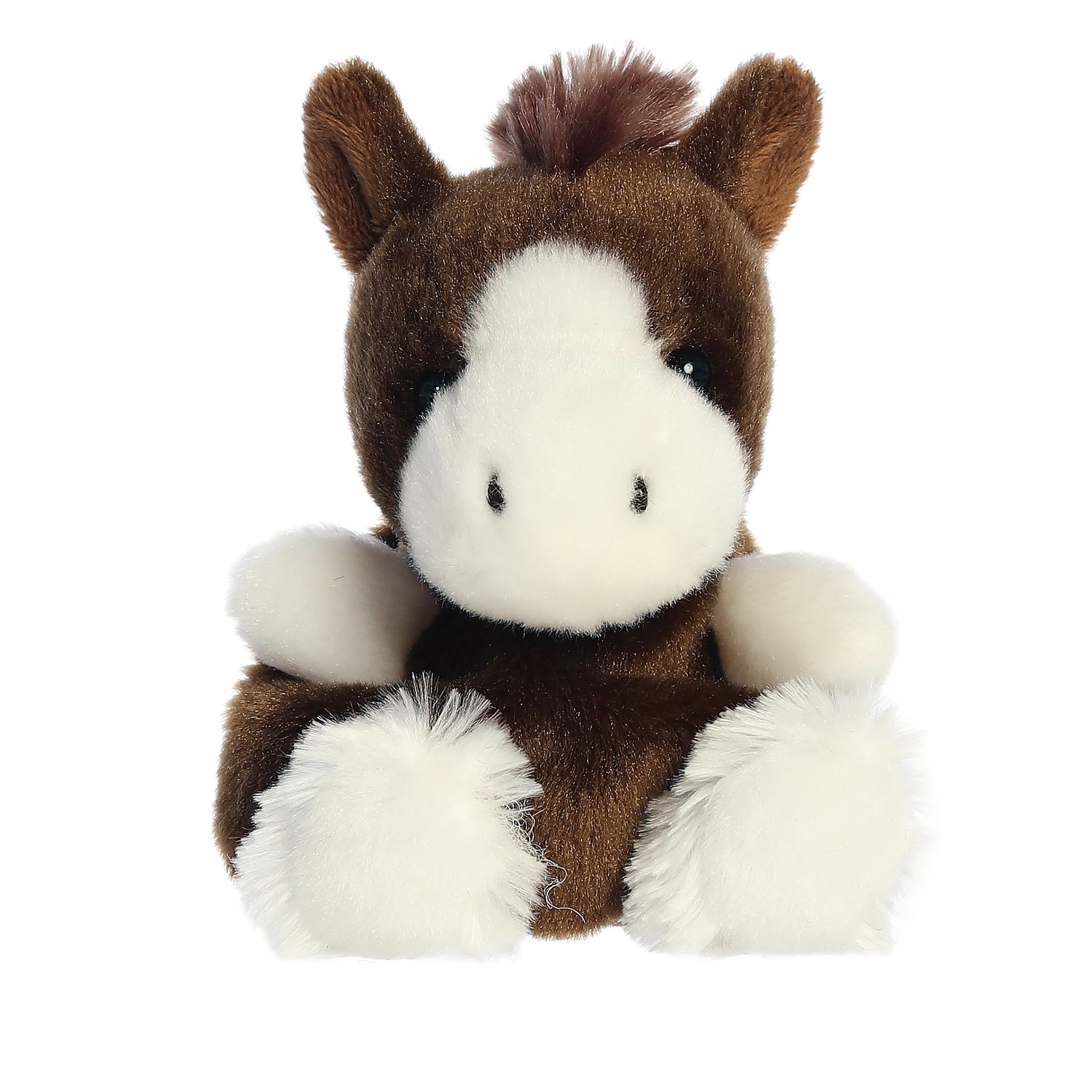 Aurora Adorable Palm Pals Darius Clydesdale close-up highlights soft fluffy texture for hugs.
