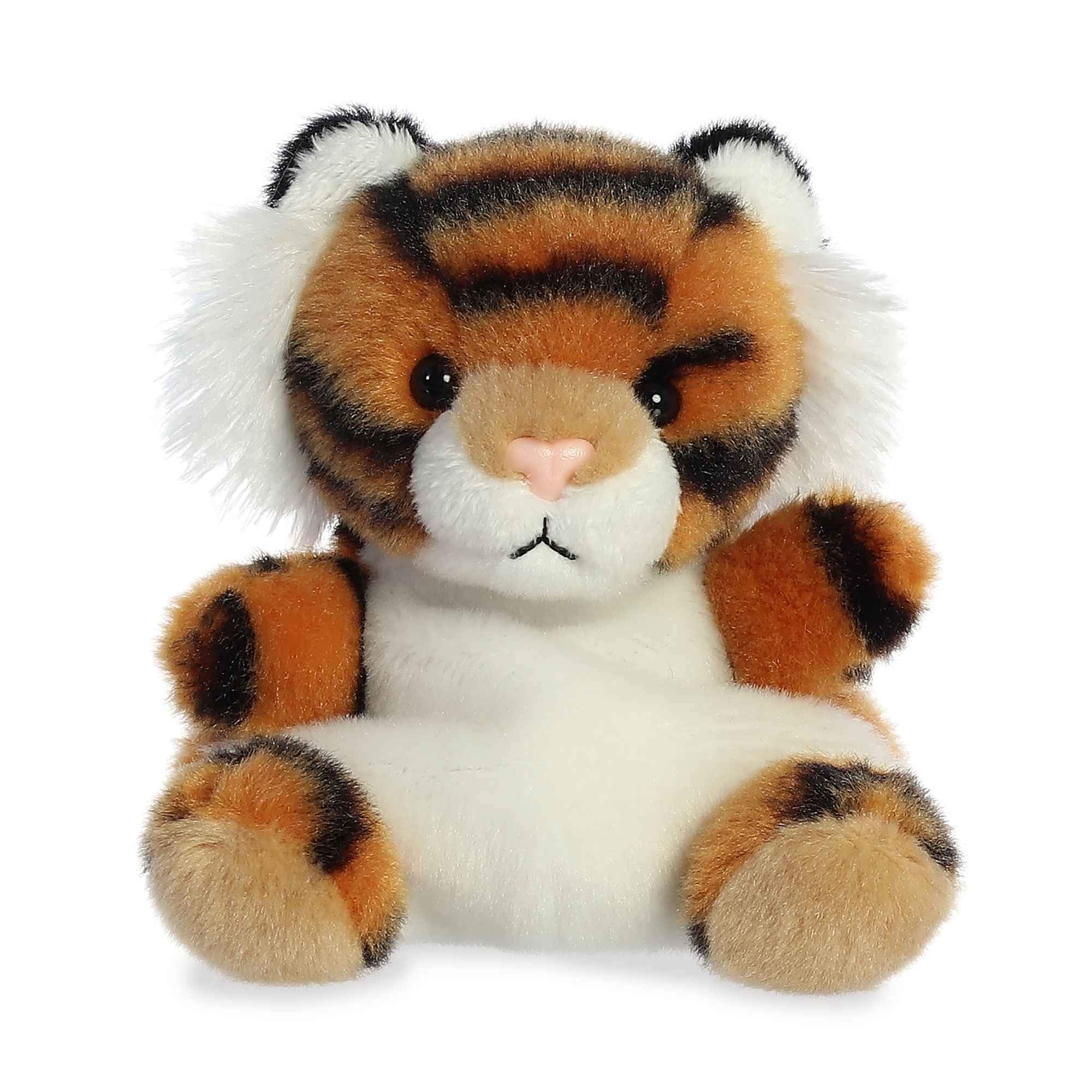 Aurora Indy Tiger close-up plush, palm-sized cuddle for on-the-go play