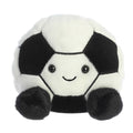 Aurora Striker 4-inch soccerball plush, ideal for cozy cuddles and play.