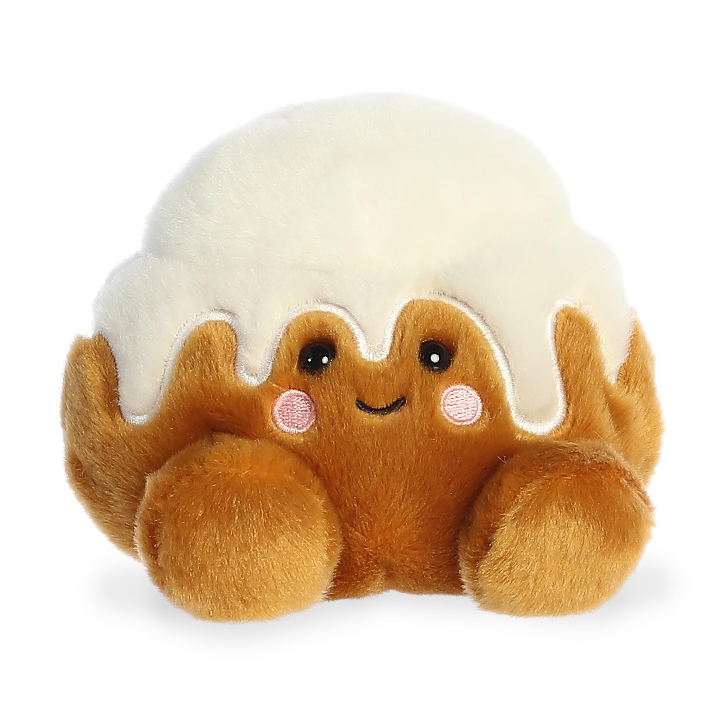 Aurora Palm Pals Sugary Cinnamon Roll plush closeup shows soft fabric for cozy play.