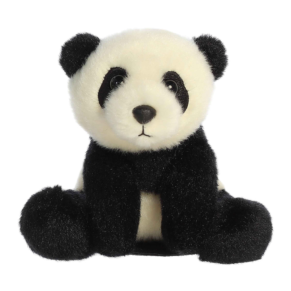 Aurora Adorable Shoulderkins Min Panda on shoulder demonstrates secure magnet for travel.
