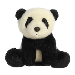 Aurora Adorable Shoulderkins Min Panda on shoulder demonstrates secure magnet for travel.