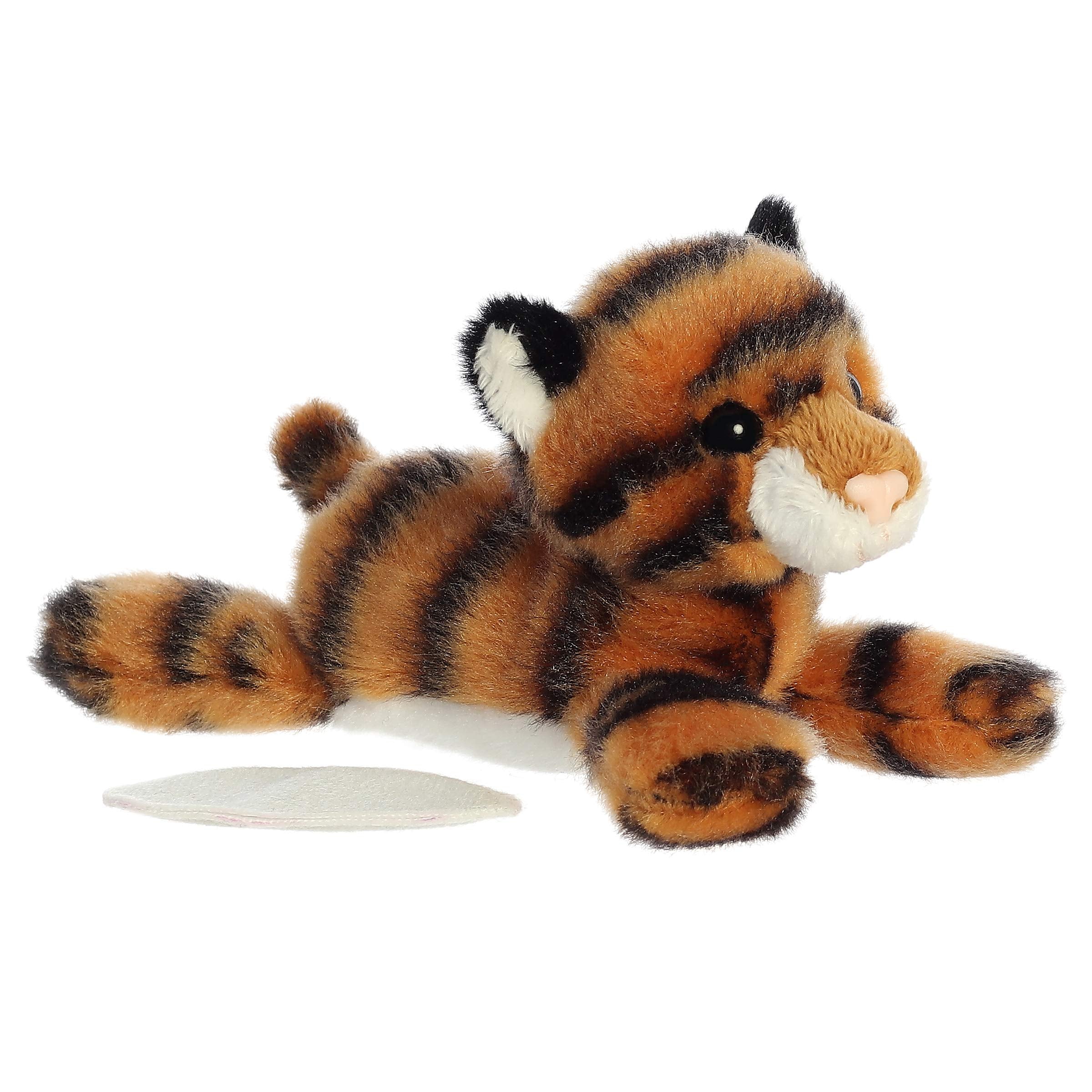 Aurora Taylor Tiger Shoulderkins on shoulder, cozy companion for adventures and easy travel.
