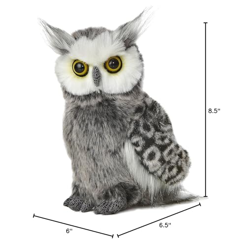 Aurora Barney Owl plush close-up showing detailed realistic features and cozy fabric.