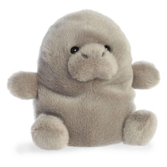 Aurora Blubs Manatee plush, side view showcasing compact, portable shelf display