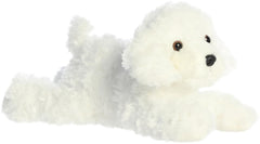 Aurora Bonita Flopsie 12-inch white puppy plush for cuddling and play.