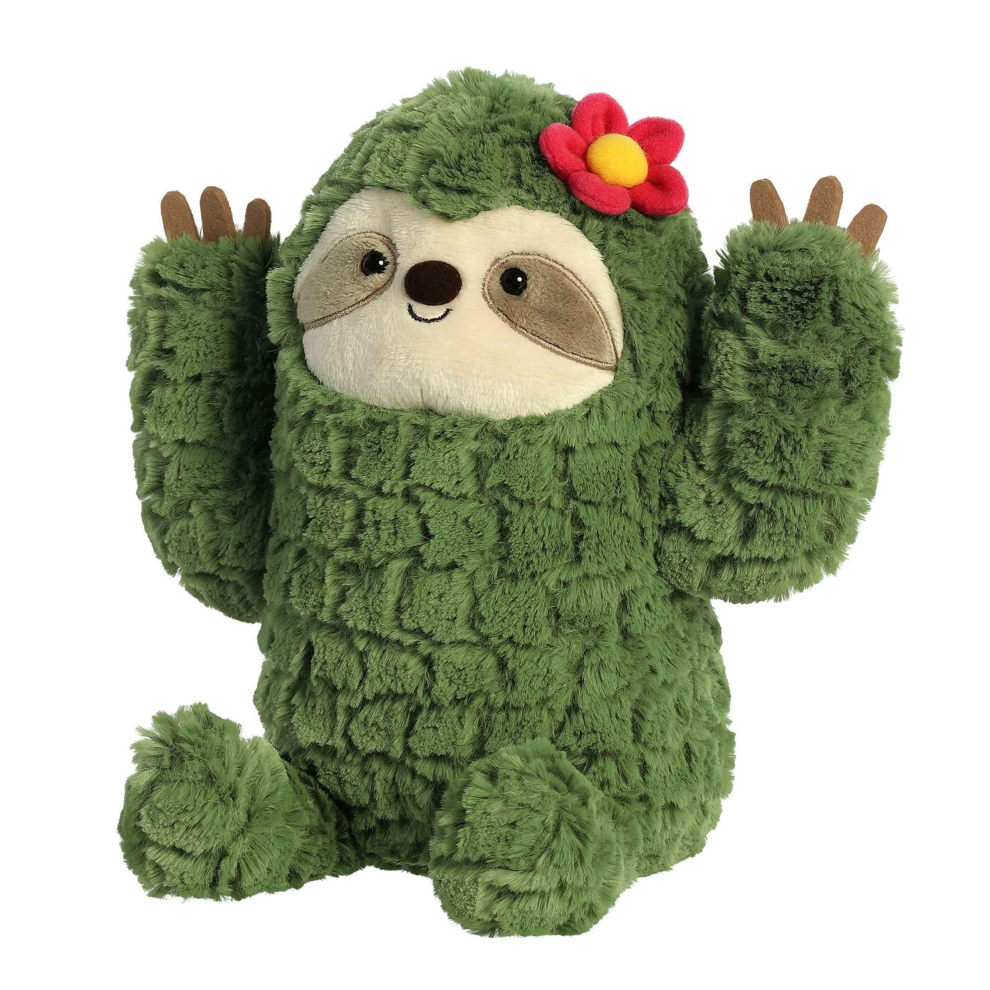 Aurora Cactus Sloth plush in a cozy playroom for comforting playtime