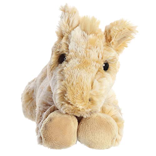 Close-up of soft golden-brown fur on the Aurora Caramel Horse inviting cozy hugs.