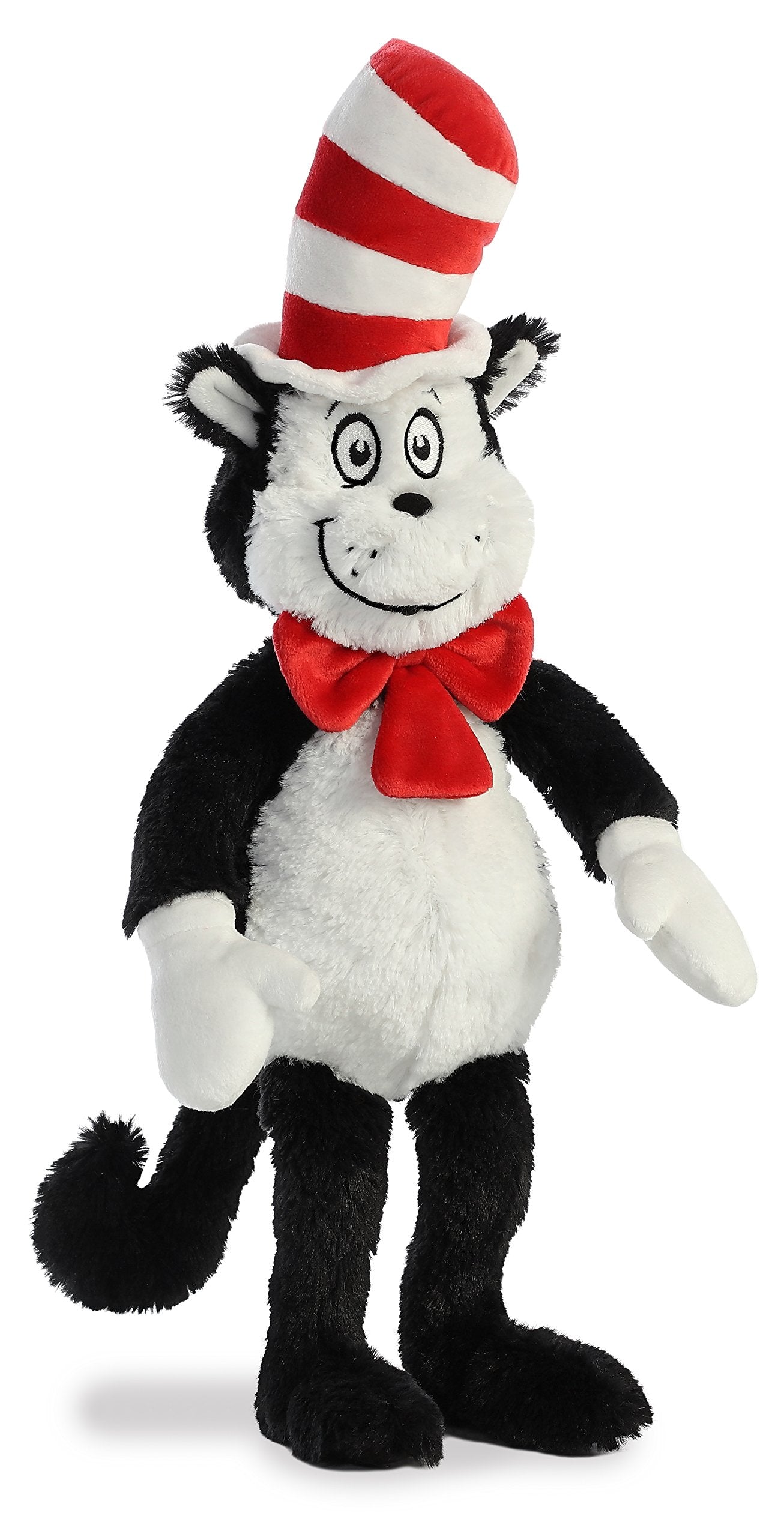 Aurora Cat in the Hat plush, side view, lightweight for cuddling and gifting.