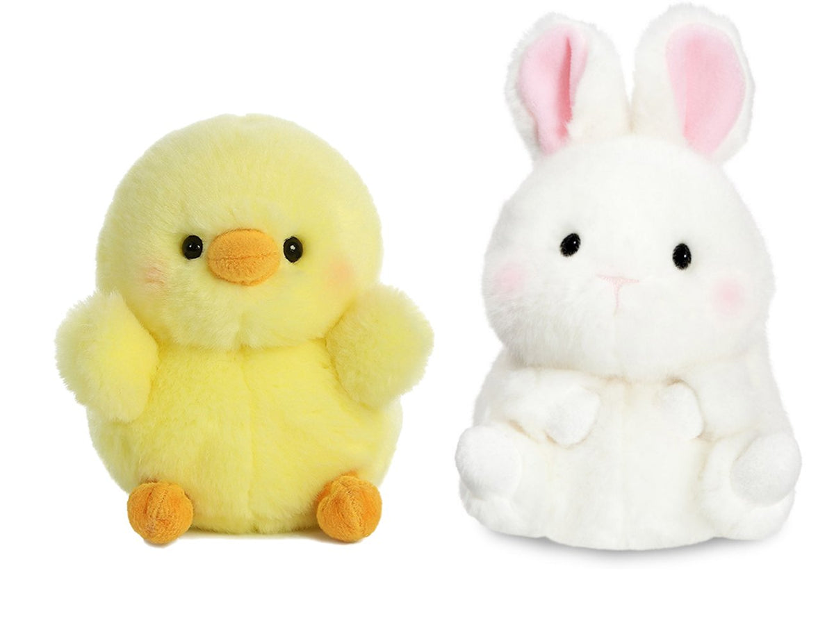 Aurora Chickadee Chick five-inch plush with soft fabric for gentle toddler play.