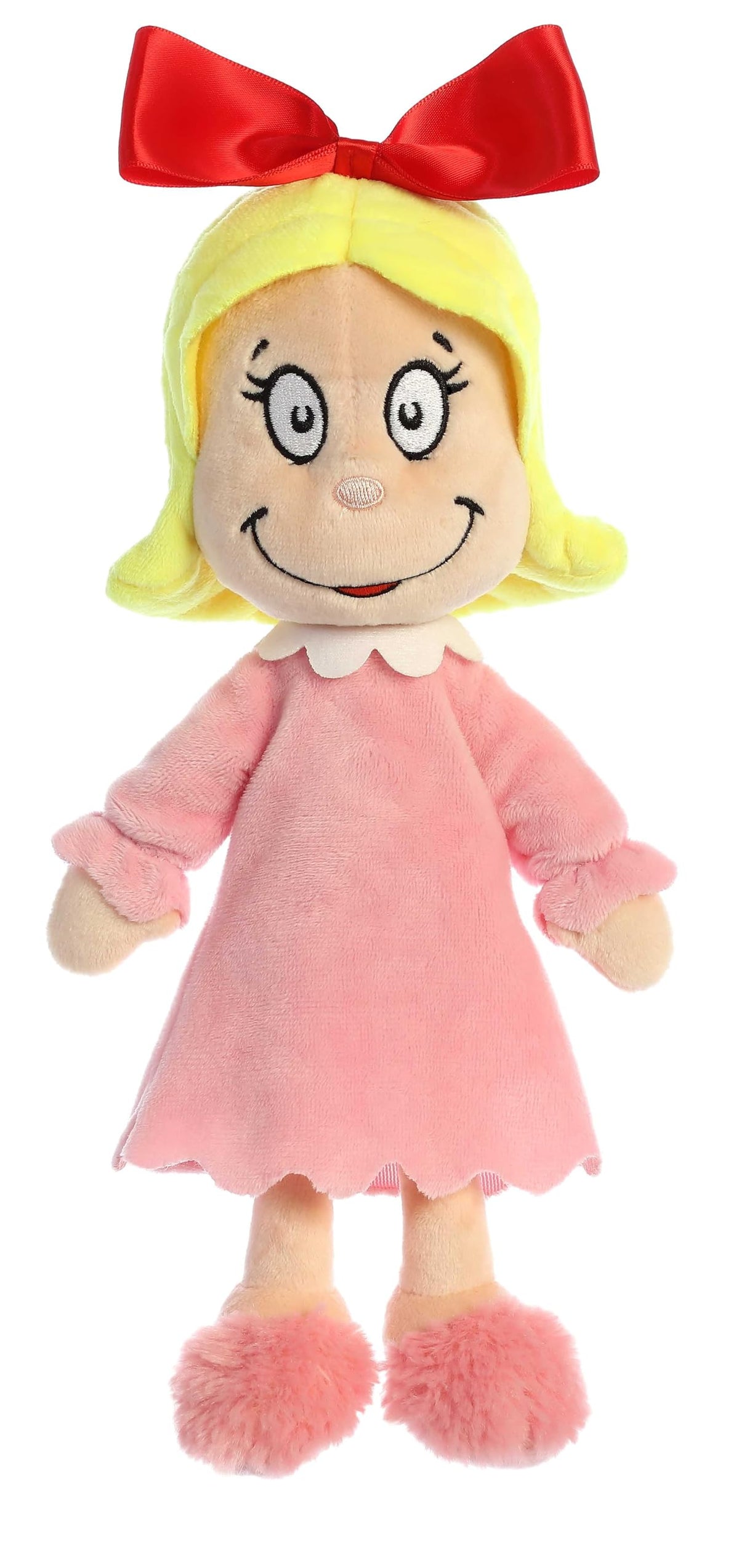 Aurora Cindy Lou Who plush with soft fur for cozy cuddle moments.