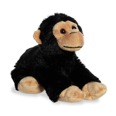 Aurora Cory Chimp Mini Flopsie face detail highlights expressive eyes and friendly smile for engagement.